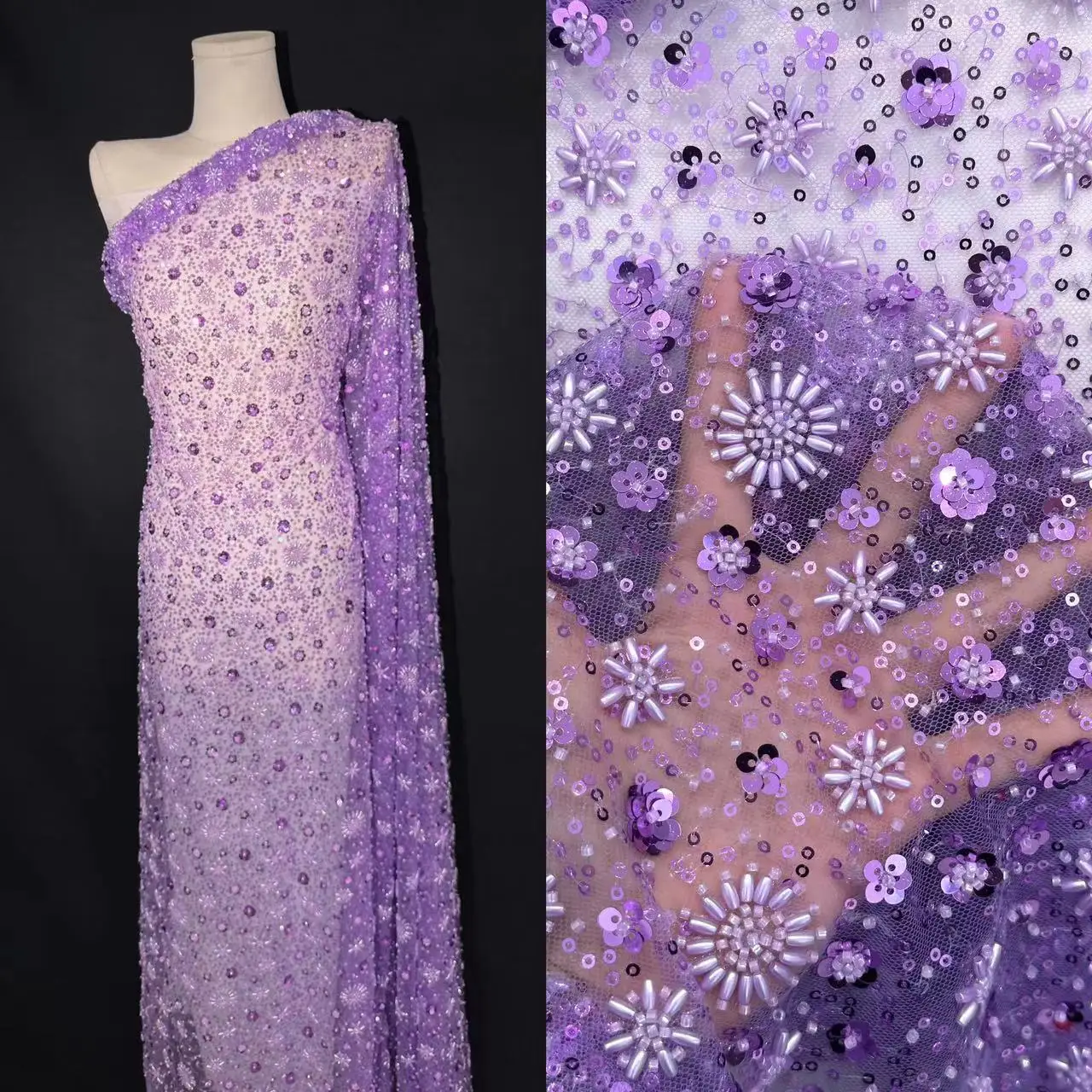 Горячая Распродажа африканские Роскошные Блестки тюль вышивка сетка кружево