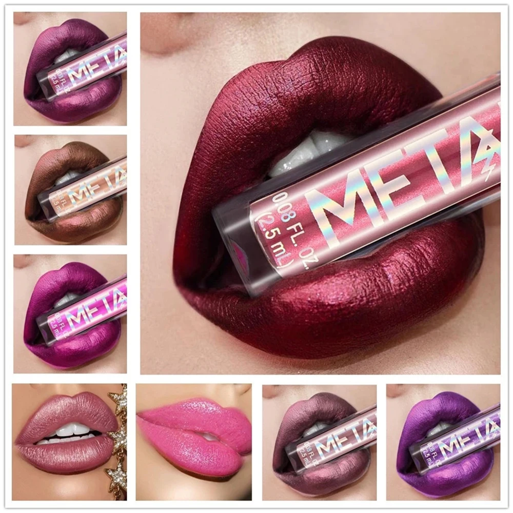 

Sexy Girl AMETHYST Metallic Liquid Lipgloss Long Lasting Waterproof Liquid Pencil Matte Lipstick Lip Gloss Makeup Nonstick Cup