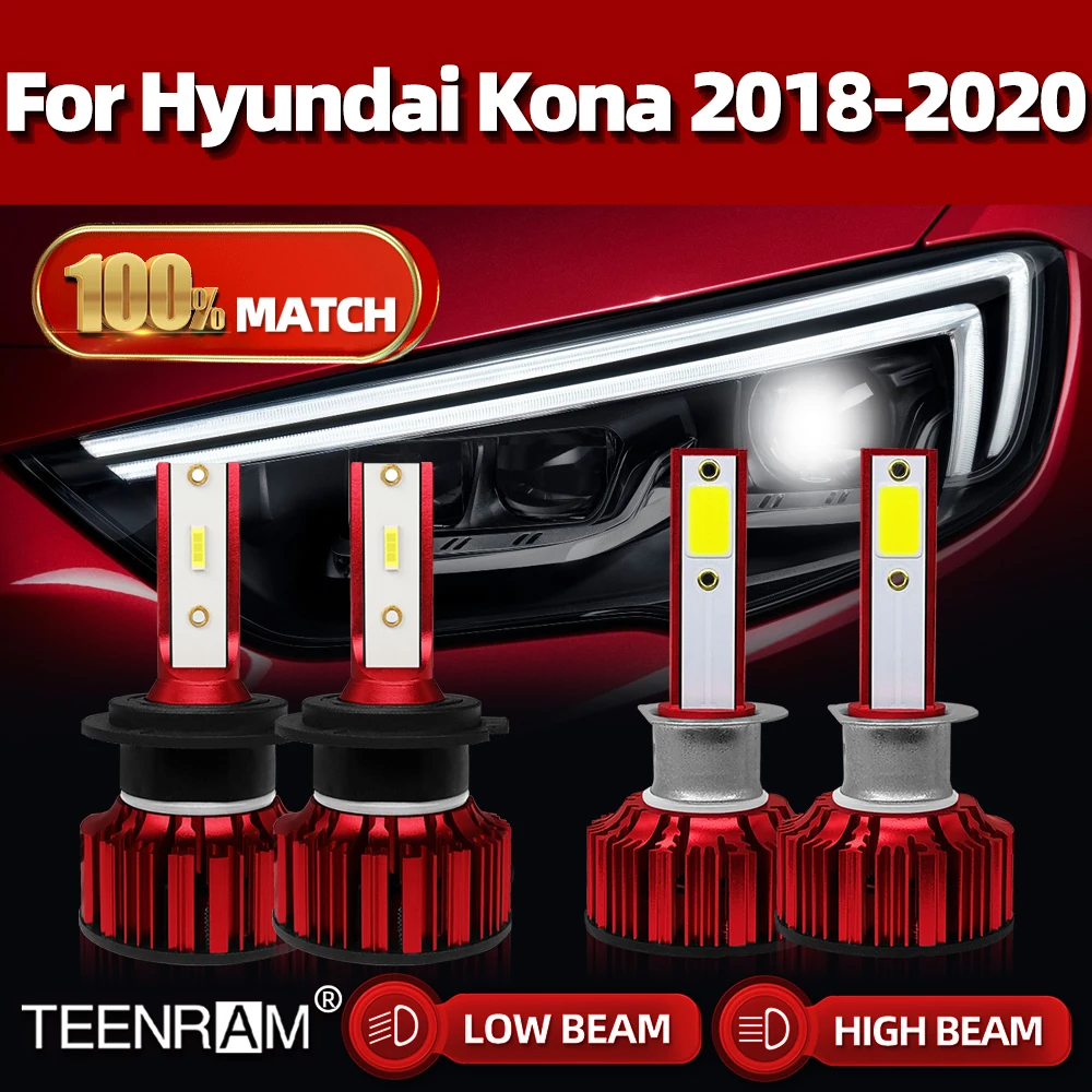 

H7 LED Headlight Bulbs 40000LM Super Bright Plug and Play Car Headlamp Bulbs 12V 6000K White For Hyundai Kona 2018 2019 2020
