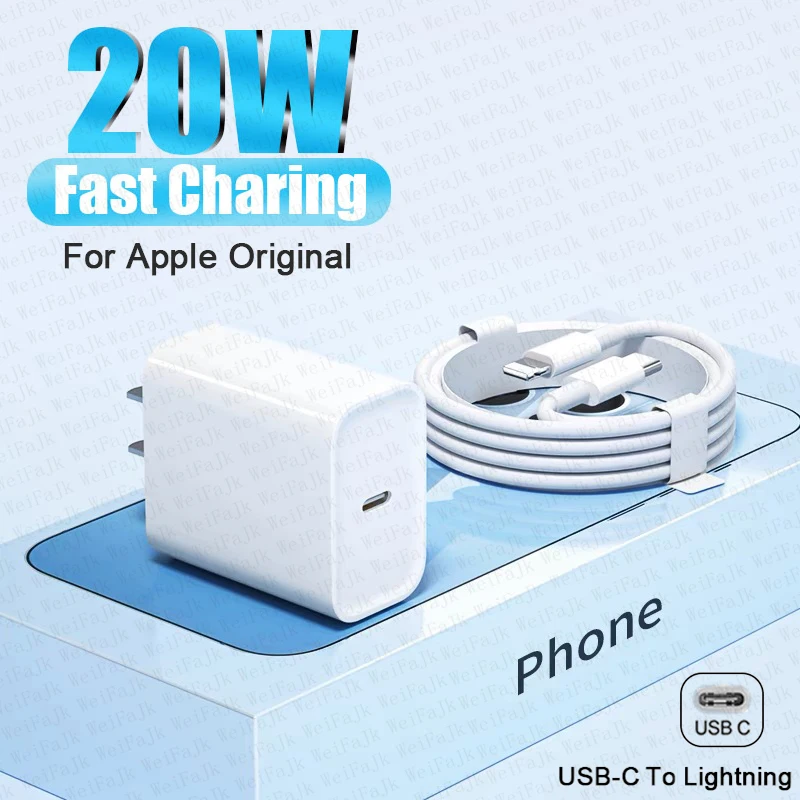 Bộ chuyển đổi nguồn USB C 20W chính hãng cho Apple iPhone 13 12 11 Pro Max Mini XS XR x 7 8 6S 6 Plus AirPods Cáp sạc nhanh