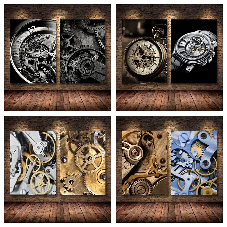 Роскошные Механические часы XPLOSION в стиле ретро с плакатом детали для шестеренок