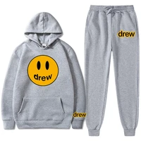 drew house justin bieber fashion women tracksuits mens autumn winter brand hoodies jogging suits streetwear athletic sets