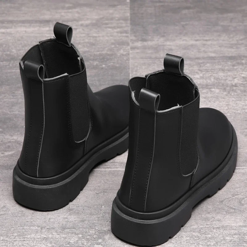 Осенние новые мужские ботинки челси черные модные зимние ботильоны без шнуровки