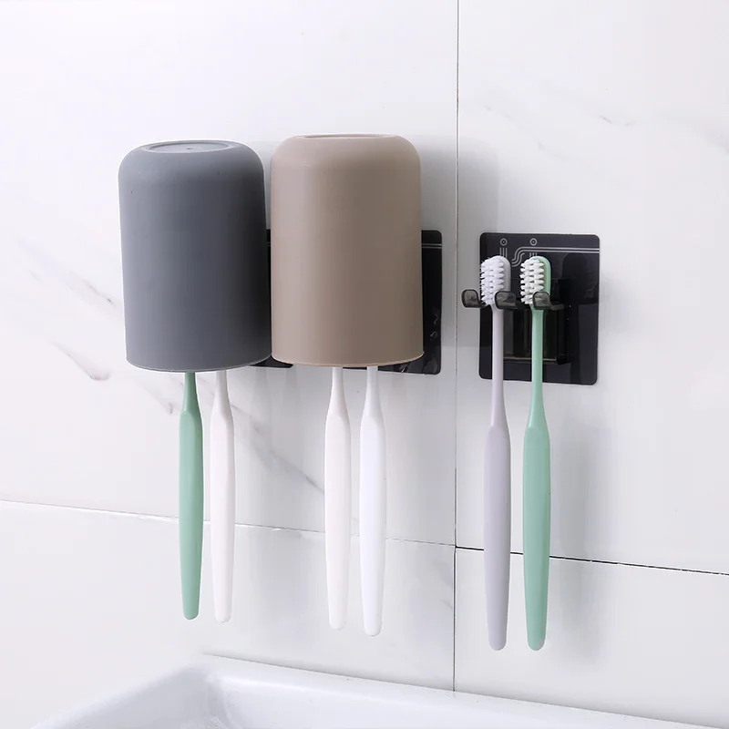

Creative Toothbrush Holder Simple Water Cup Toothbrush Storage Holder Wall Bathroom Brushing Cups Rack