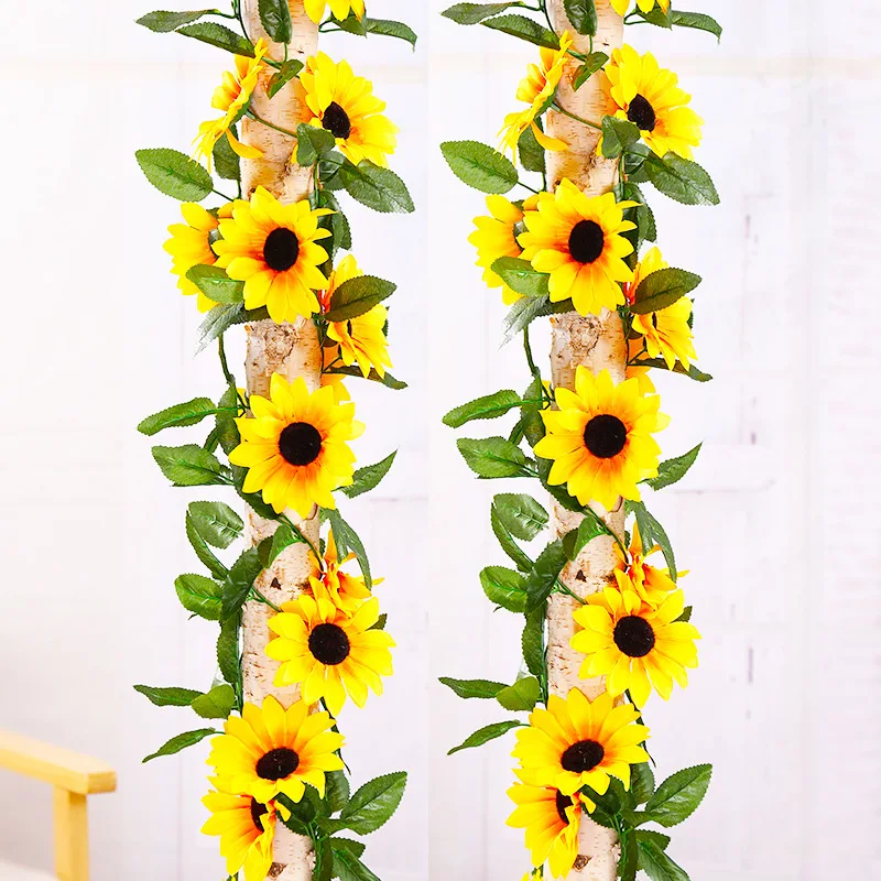 

Fake Flower Artificial Sunflower Vine Fake Silk Vine For Wall Decor Wedding Party Arch Garden Background Decorations