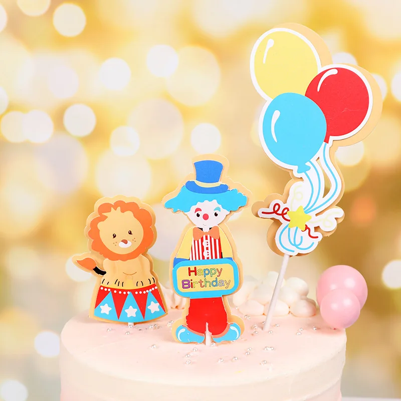 

1 Set Circus Clown Acrobatics Theme Happy Birthday Cake Decoration Cute Topper Cake Child Birthday Cartoon Party Supplies