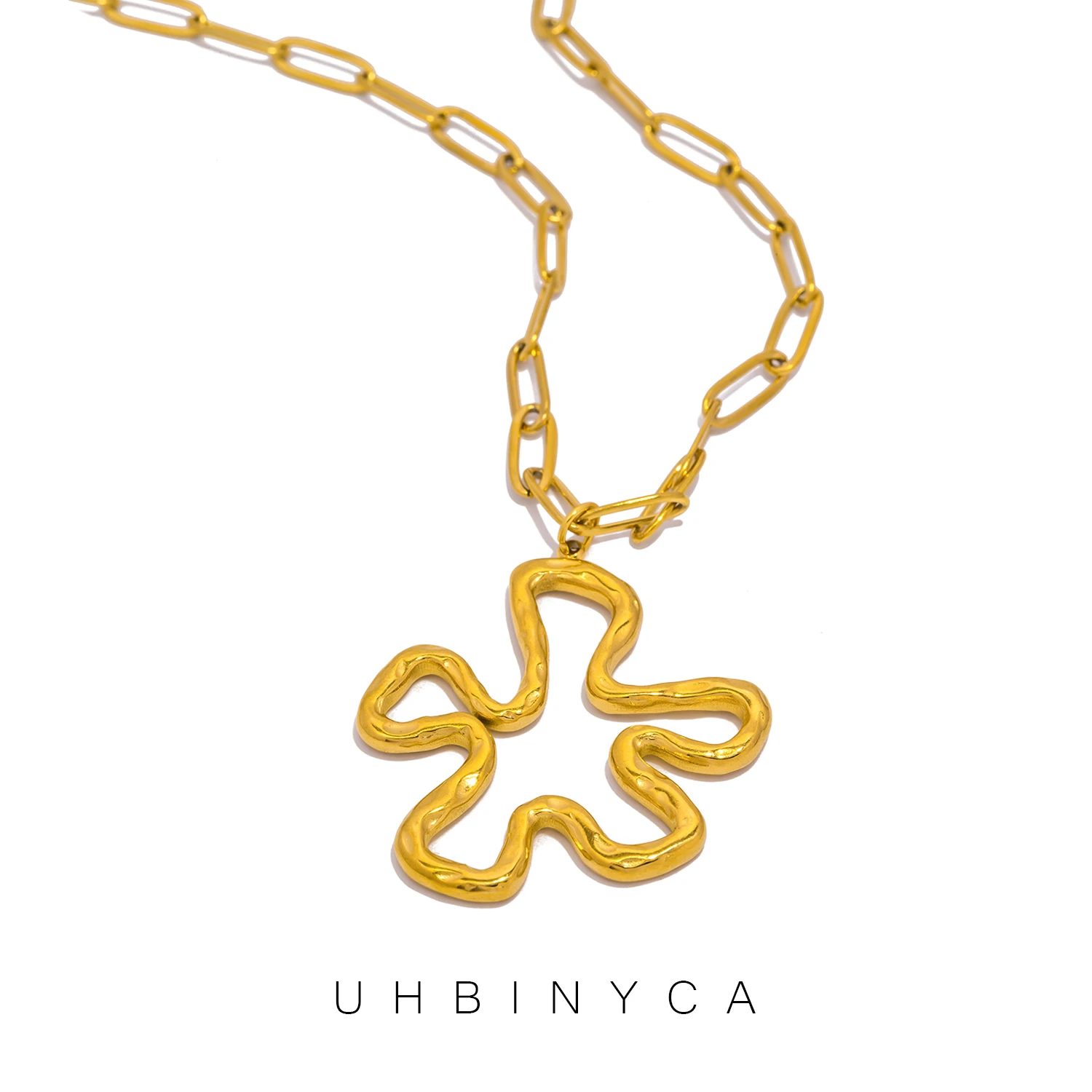 Золотистое ожерелье из нержавеющей стали UHBINYCA