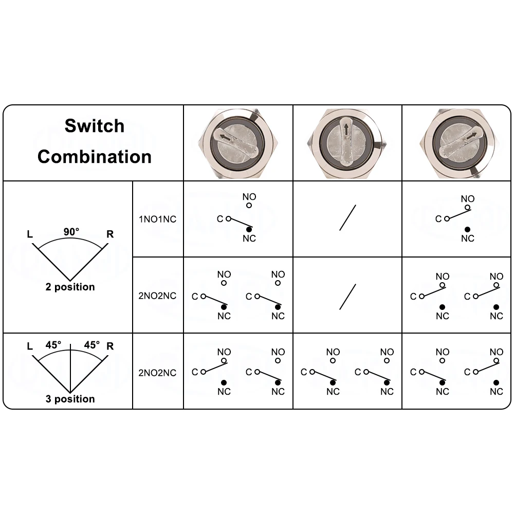 Поворотный переключатель DIANQI 19 мм латунь 2-3 позиции