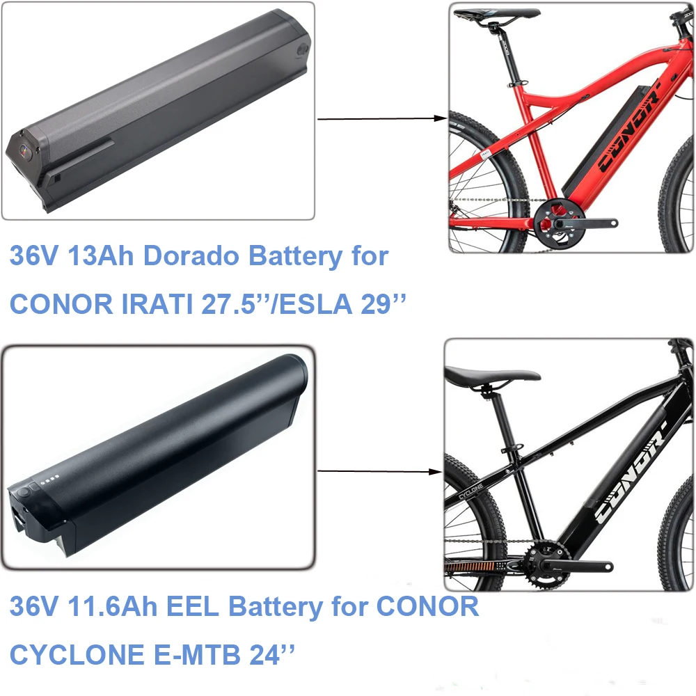 

Ebikes Battery Dorado 36V 13Ah EEL Mini 36V 11.6Ah 417Wh Electric Bike Battery CONOR IRATI ESLA CYCLONE E-MTB Ebike Battery