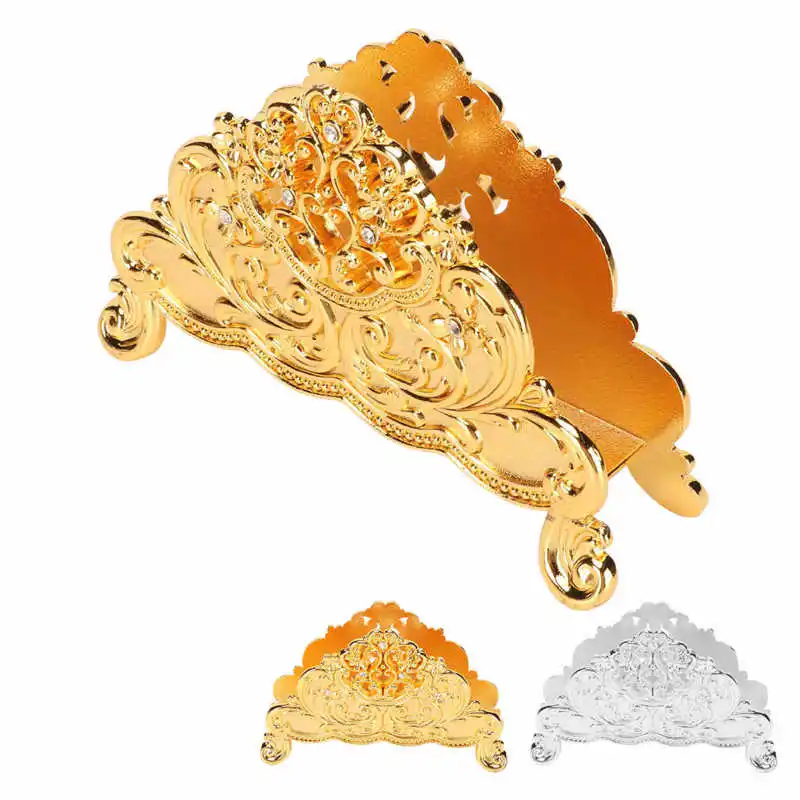 

Настольный держатель для салфеток в европейском стиле, металлический держатель для бумажных салфеток с цветочным узором, отдельно стоящий ...