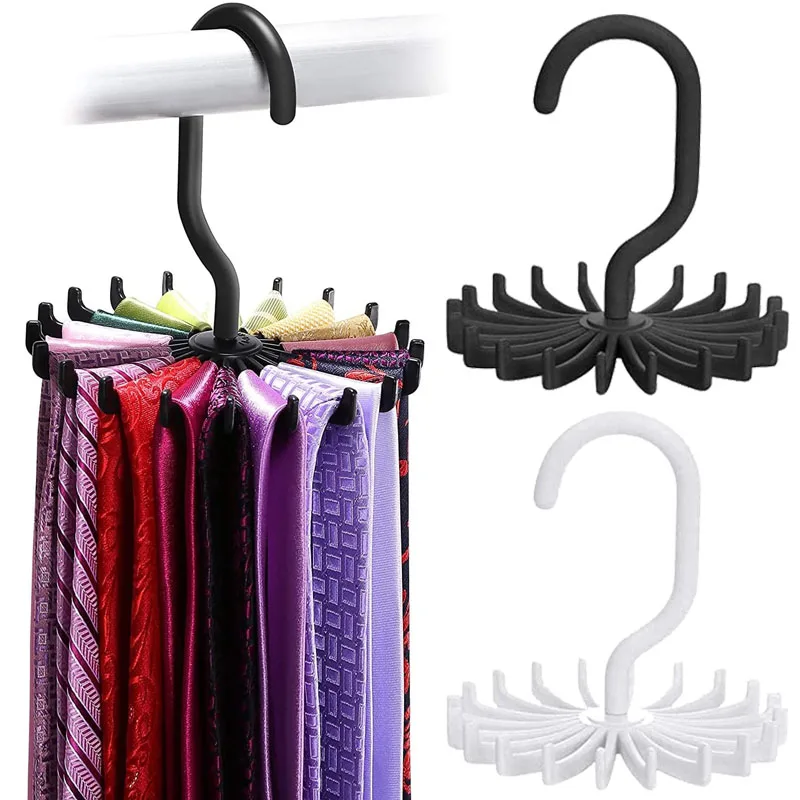 

360° Rotating Tie Rack Multipurpose Belt Hangers 20 Claws Holder Hooks for Closet Wardrobe Organizers Home Storage Hanging Tie