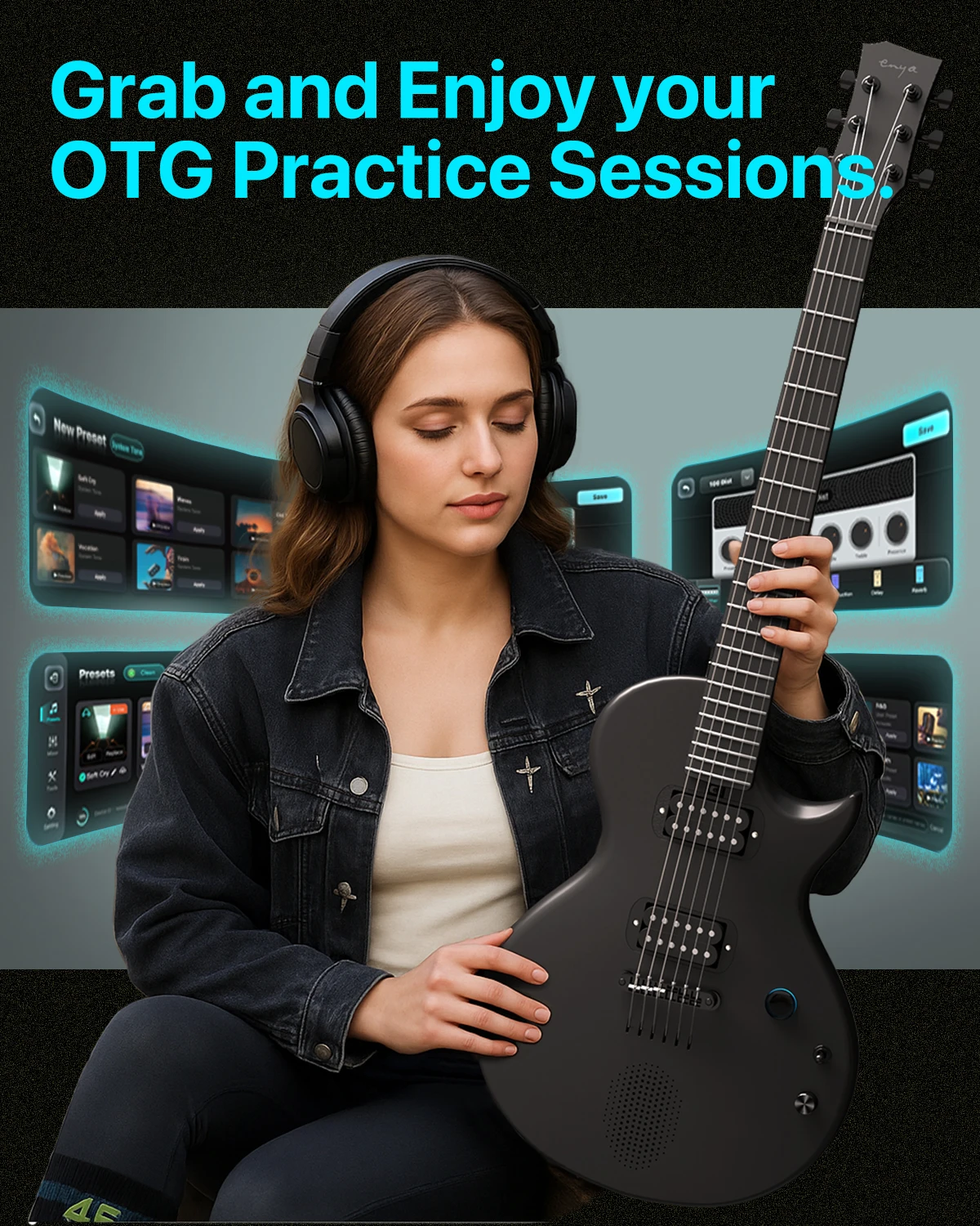 Электрогитара Enya Nova Go Sonic черная | AliExpress