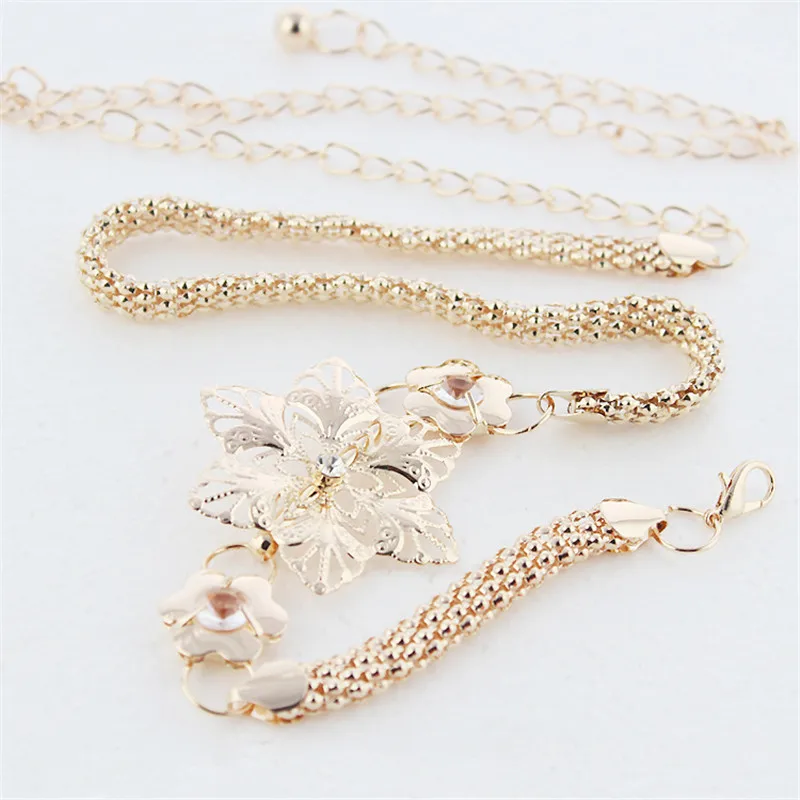 

Belt Women's Lady Fashion Metal Chain Gold Color Belt Body Chain Elegant Unique Fashion High Quality Female Dress Decor Belts