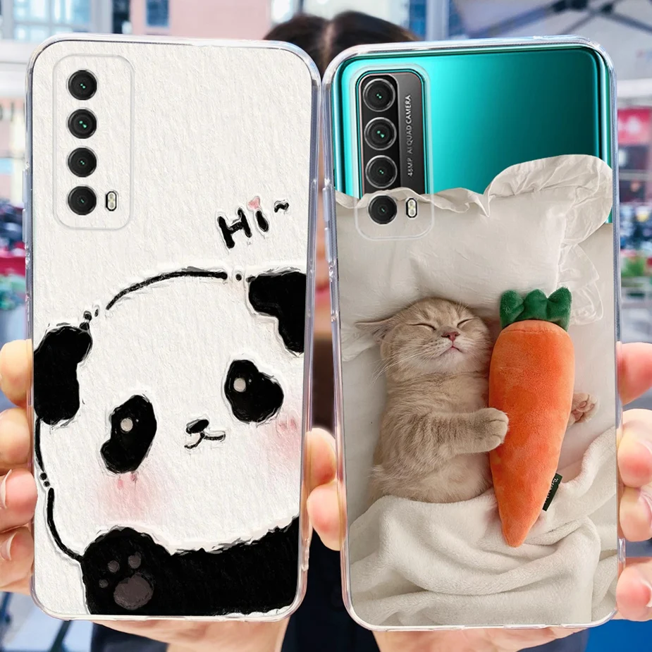 Чехол для Huawei P Smart 2021 задняя крышка с милым рисунком прозрачный силиконовый