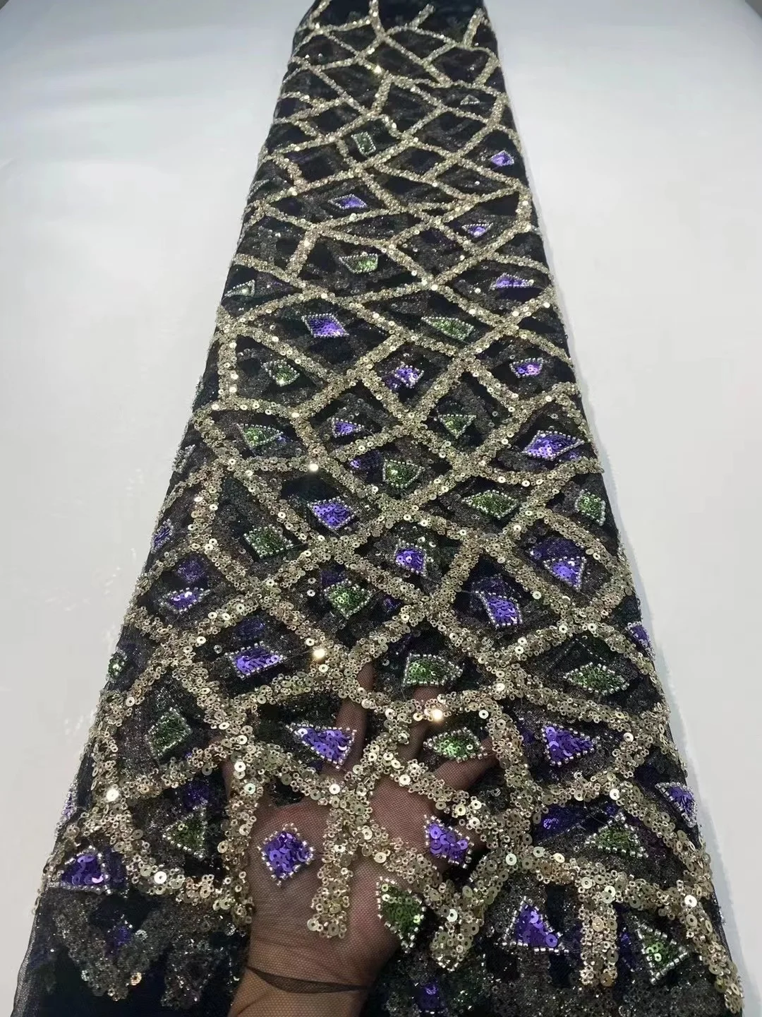 

Nigerian Bead Tube Fabric 2022 High Quality Luxury Sequin Embroidery Hand Beaded Lace Fabric for Wedding Dress