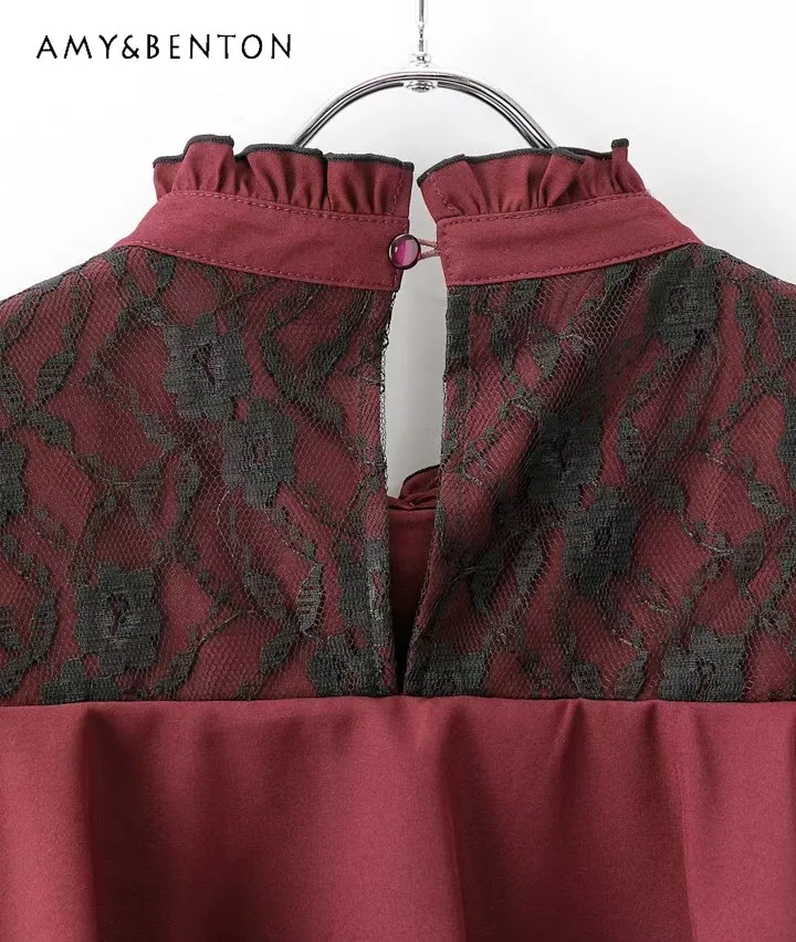 Японский стиль милая серия Mine массовое производство кружевная женская рубашка с