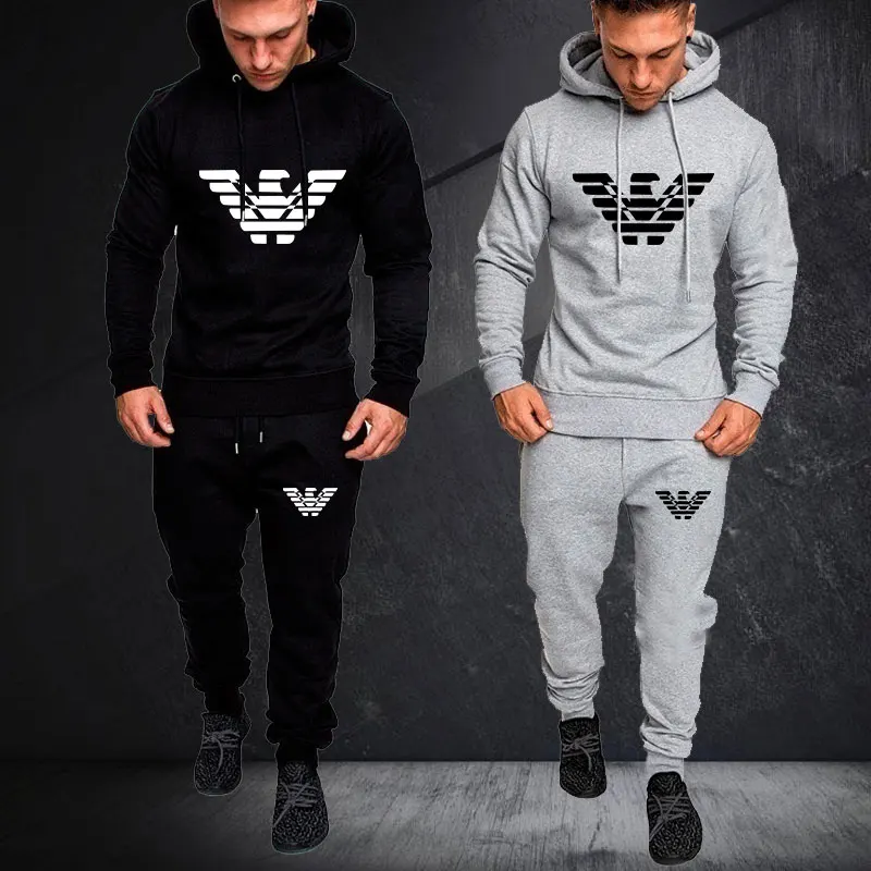 

Hoodies Men's Sportswear Sets Luxury Brand Tracksuit Man 2 Piece Sweatshirt + Sweatpants Suit Design Hooded Top Male Clothing