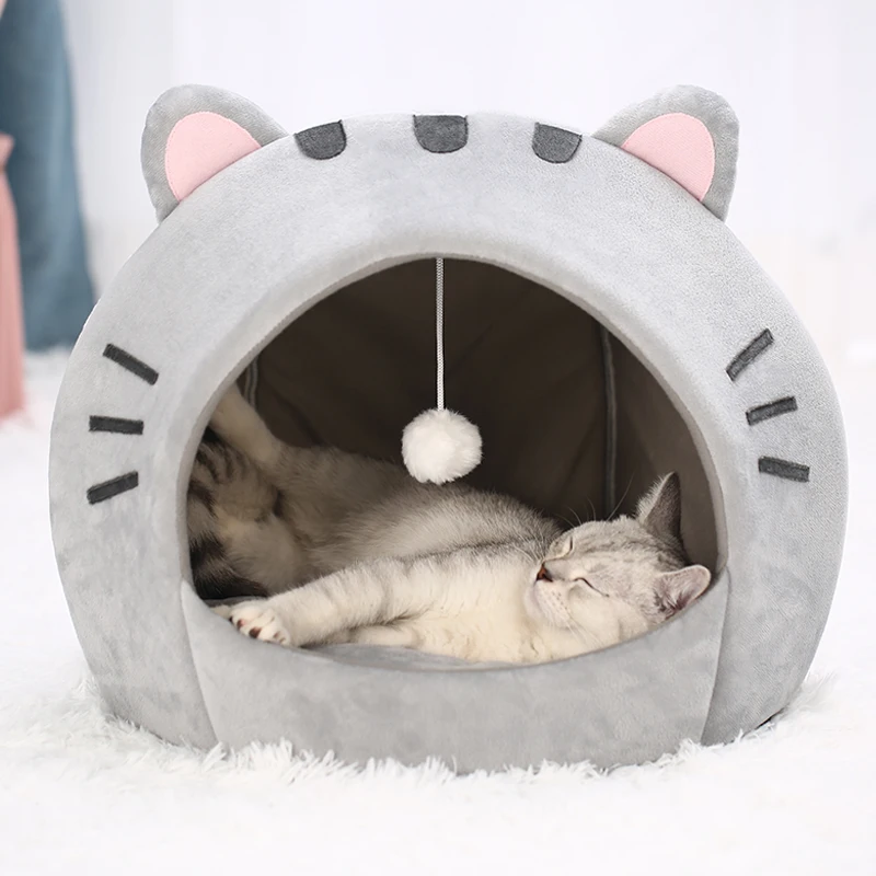 

Милая кровать для кошек, теплый домик для домашних животных, котенок, пещера, подушка, удобный домик для кошек, корзина для собак, палатка, гн...