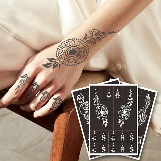 Airbrush Tattoo Sticker Stencil Indian Henna Pattern Beauty Waterproof Men Women Body Art Temporary Tattoo 3
