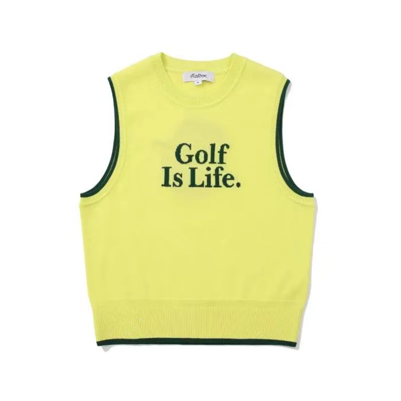 2023 Malbon Vest Preppy Solid Color Crewneck Sweater Over Sweater Vest Women's Waistcoat