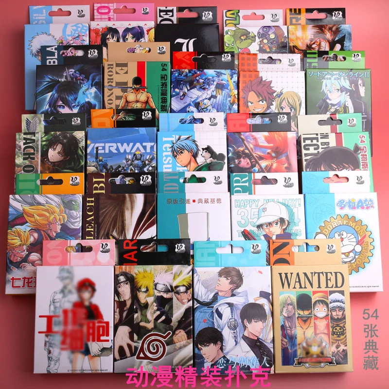 

54 шт./комплект, цельные фигурки, коллекция обезьяны D. Luffy покерные карты и ророноа Зоро игральные карты цветная коробка упаковка детская Под...