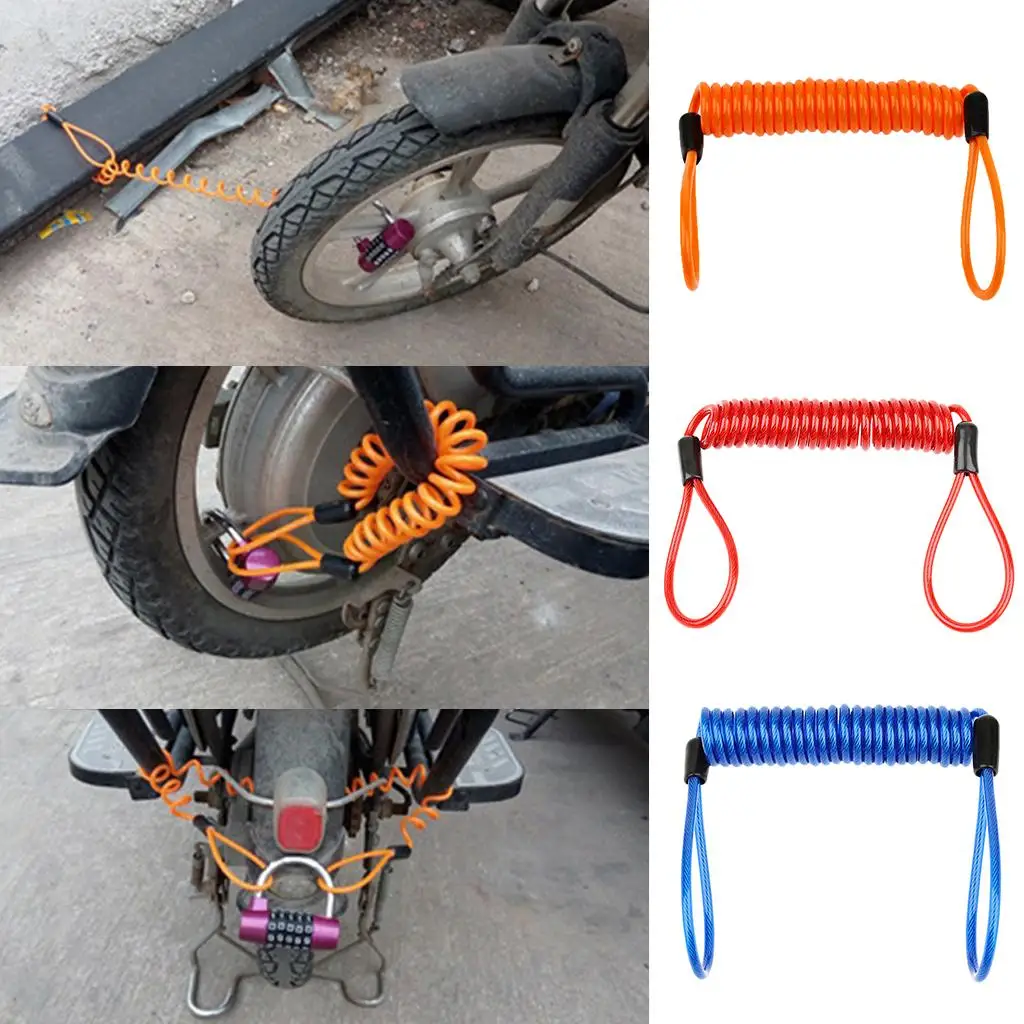 

1.5m Safety Lanyard Spring Coil Rope Disc Brake Lock Reminder Cable Red