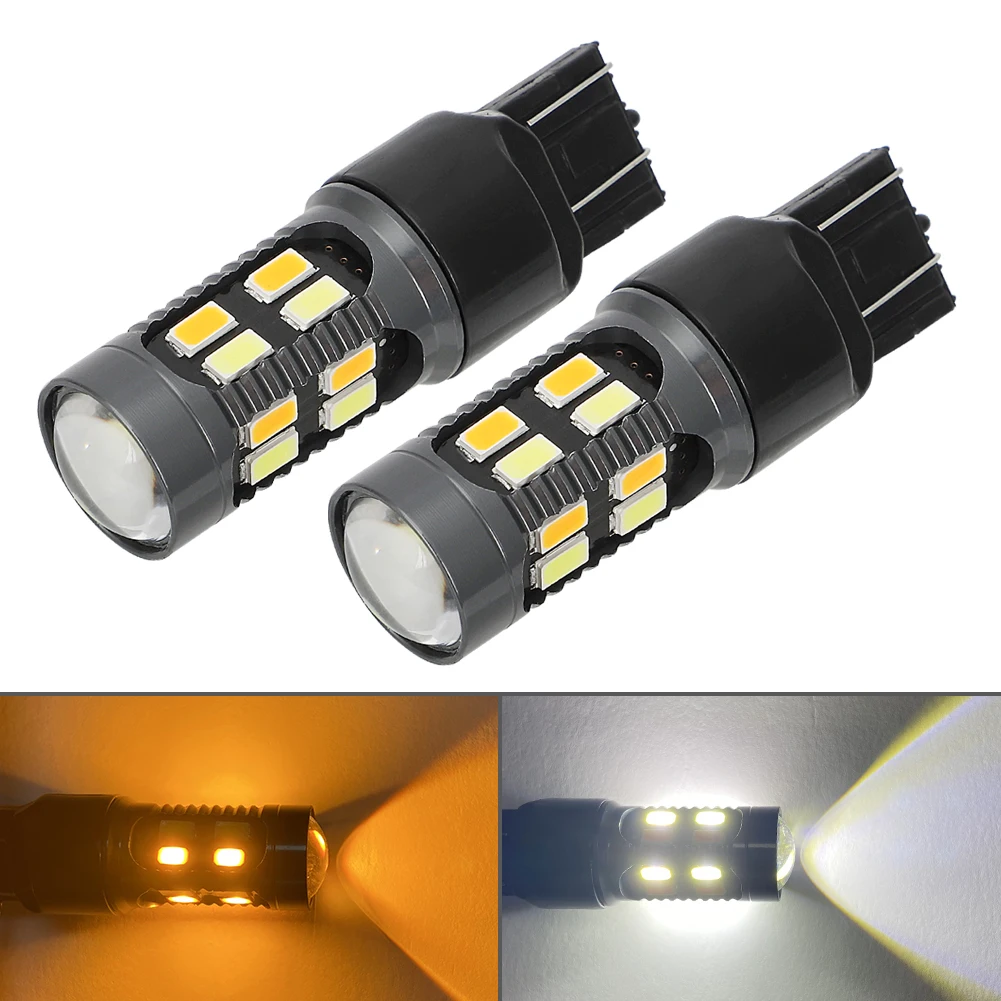 

7443 7440 7444 LED Turn Signal Switchback White/Amber DRL Parking Light Bulbs