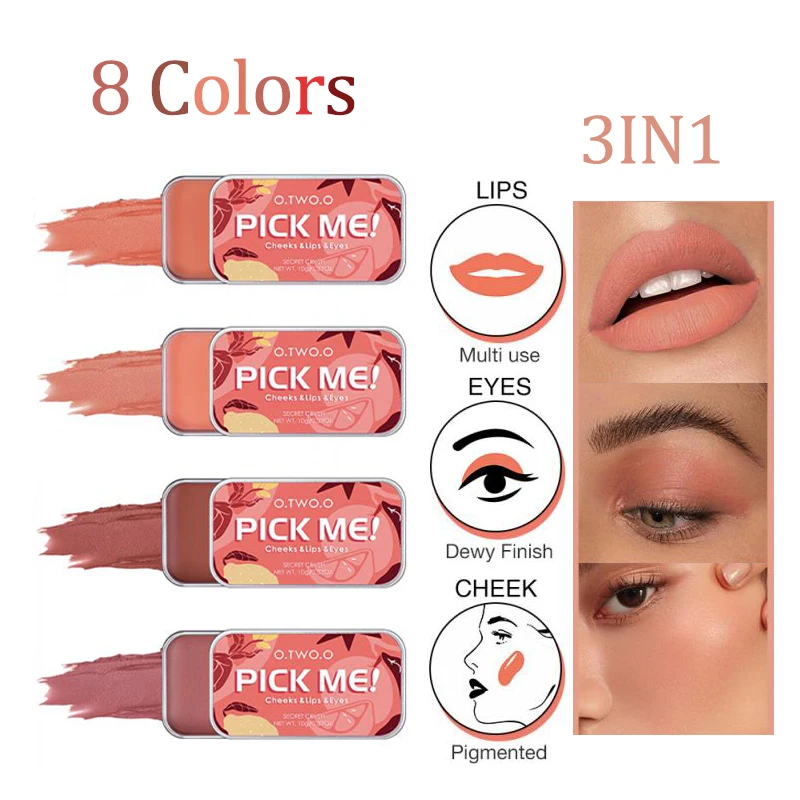 

3-in-1 Blush Lipstick Eyeshadow Monochrome Rouge Cream Naturally Improve Complexion Blush Facial Makeup Cosmetics