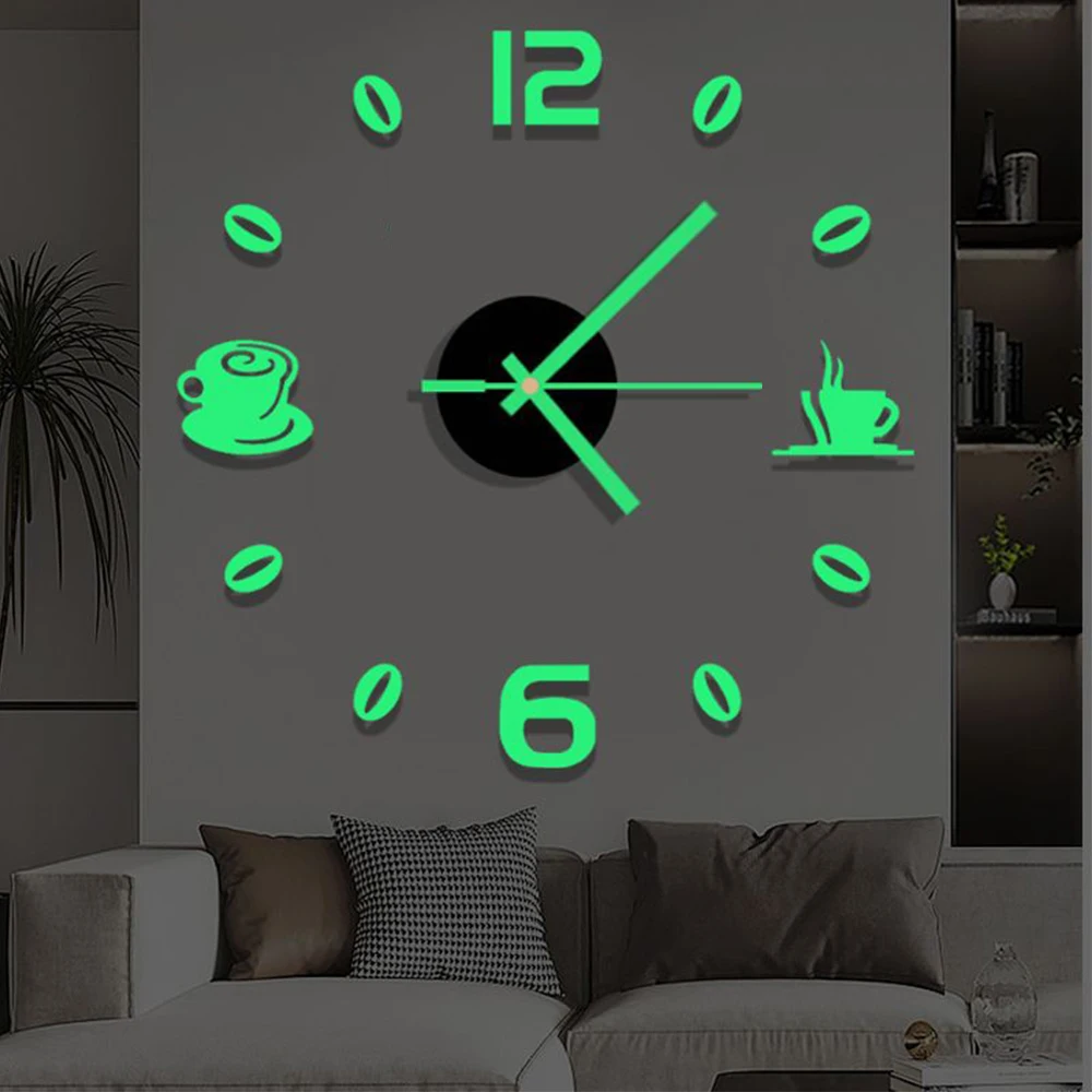 

Wall Clocks Modern Living Room Luminous Watch Horloge 3D DIY Acrylic Mirror Stickers Quartz Duvar Saat Klock Mute Alarm Clock