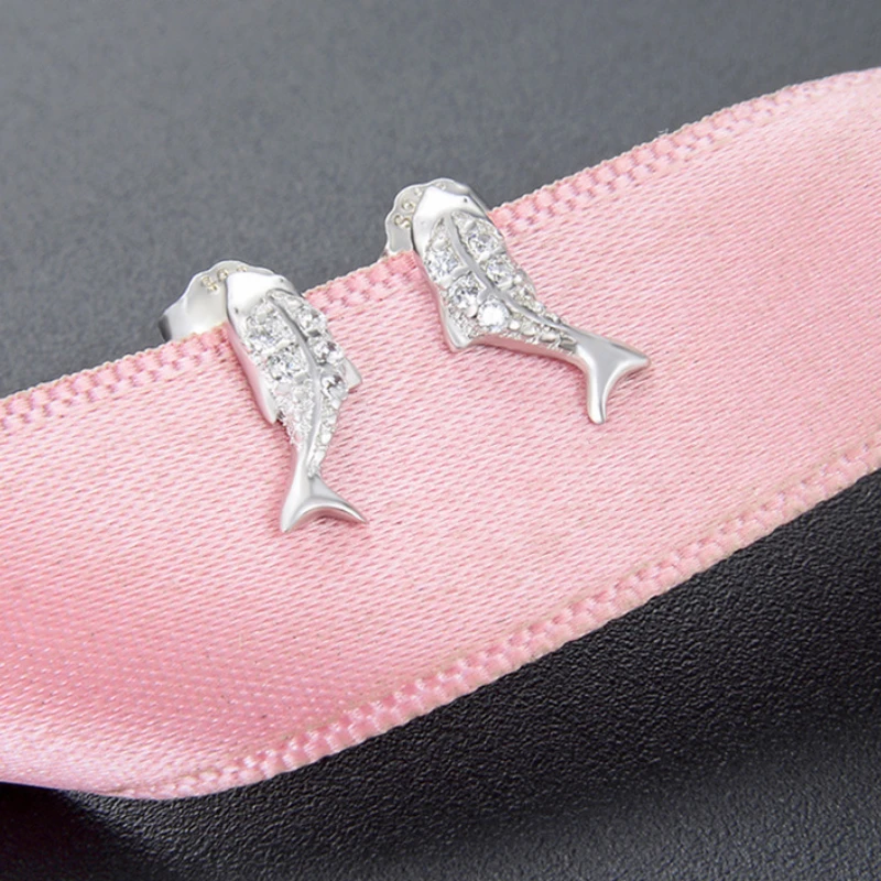 

Women S925 Silver Ear Stud Fish Shape Creative Design Carp Ear Jewelry Accessories Quality Jewelry Gift for Girlfriend