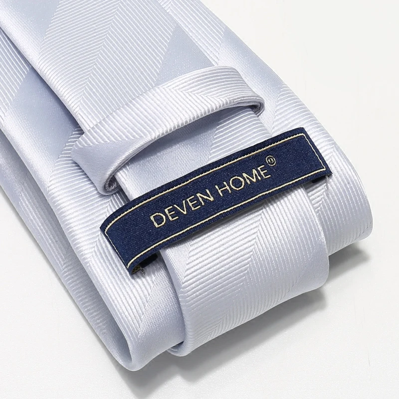 Fashion Classic Formal Business Tie For Men High Quality Silk Polyester 7 CM Silver Necktie Men's Gift