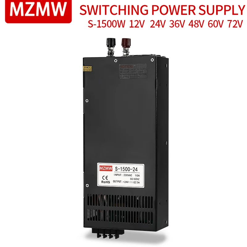 MZMW High Power Switching Power Supply S-1500W Constant Voltage And Constant Current 12V 24V 36V 48V ACDC Adjustable