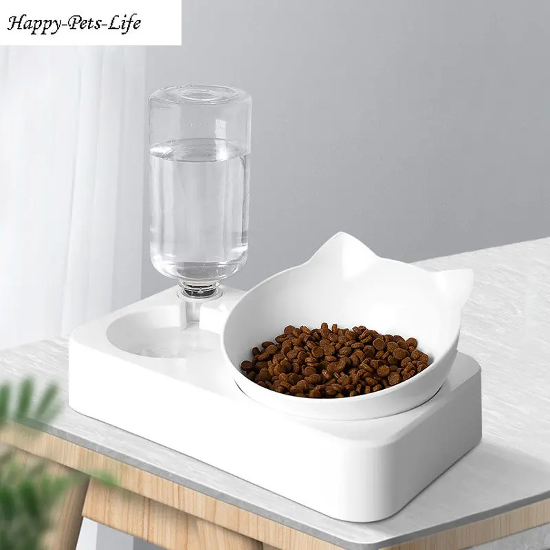 

Cat Accessories Products Pet Double Bowls Plastic Cat Dog Bowls Automatically Add Water Used To Drink And Eat Bowls With Stand