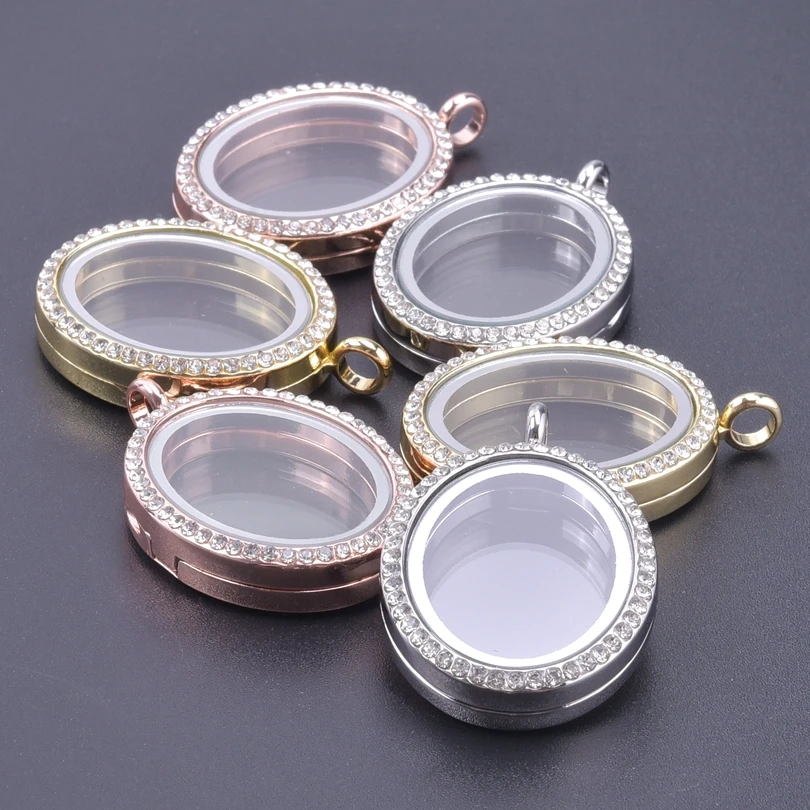 

Curved Oval Glass Locket Charms For Jewelry Making Bulk Rhinestone DIY Living Memory Lockets Pendant Necklace Keychain Materials