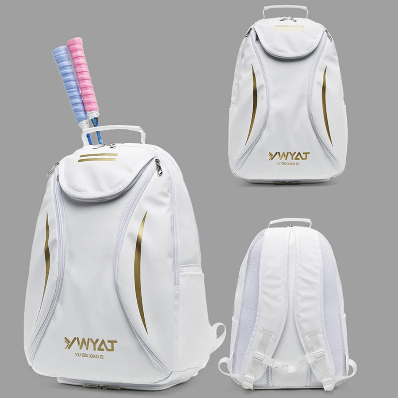 Men Women Badminton Backpack YWYAT Independent Shoe Comparment Multi Pocket PU Professtional Racquet Sports Bag