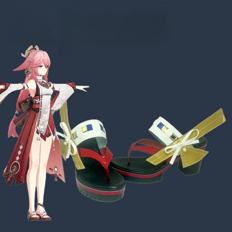 GenshinImpact Yae Miko Обувь для косплея Аниме Китайский стиль Сапоги игры на Хэллоуин