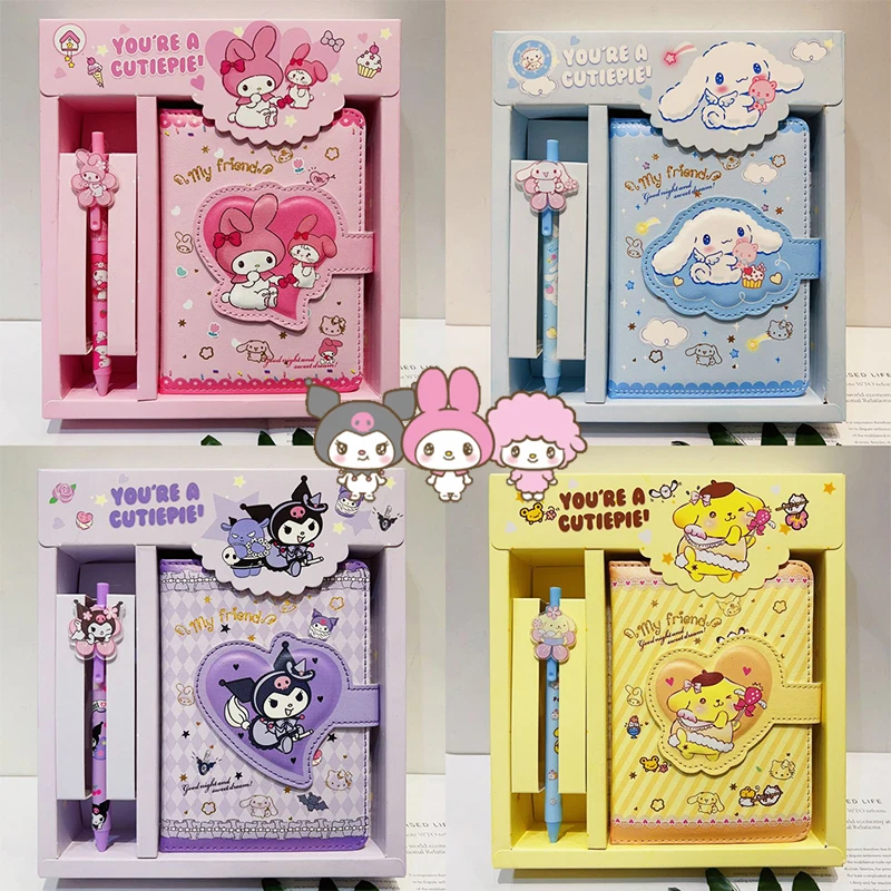 

Sanrio Kuromi Notebooks Set Anime Kawaii Mymelody Cinnamoroll Student Handbook Stationery Neutral Pen Notepad Toys Girls Gifts