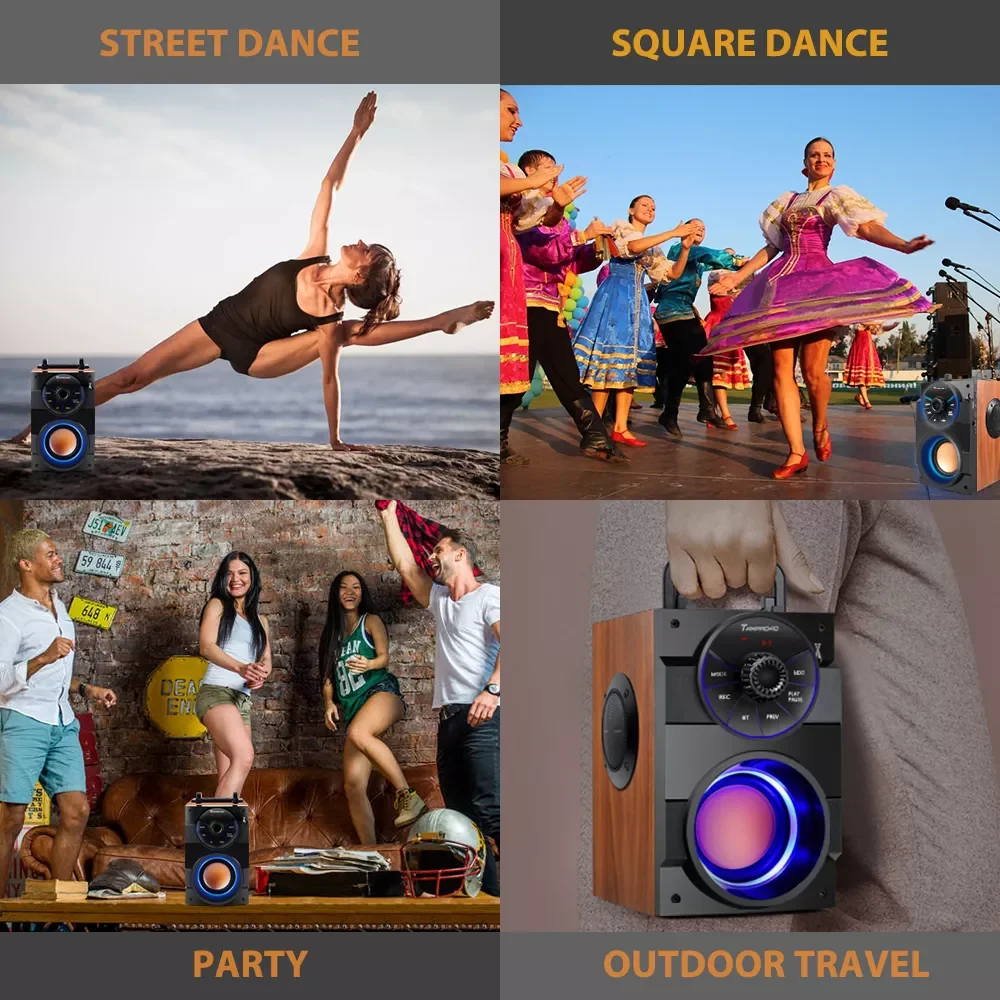 Bluetooth-Колонка TOPROAD портативная с сабвуфером и FM-радио |