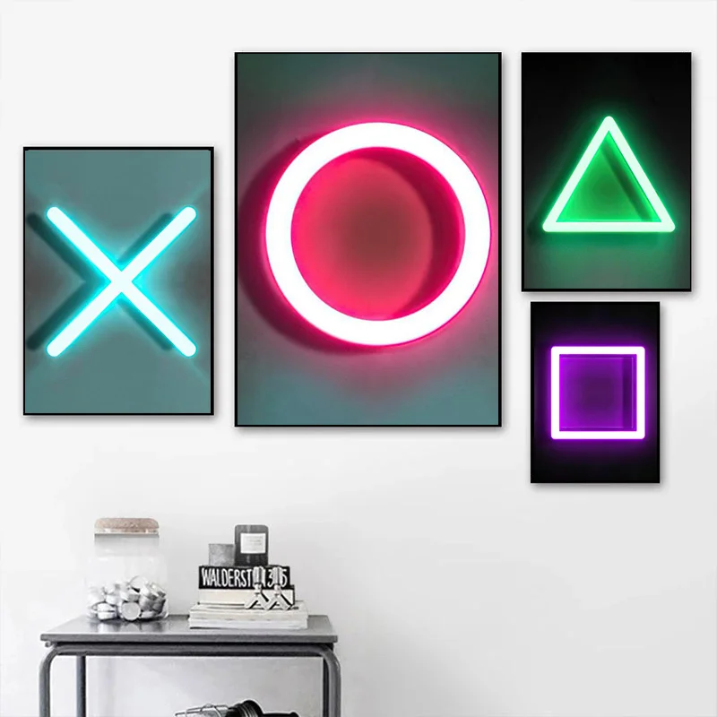 

Child Game Neon Artwork Posters Gamer Canvas Painting HD Print Wall Art Pictures For Boys Room Home Playroom Decor Kid's Gift