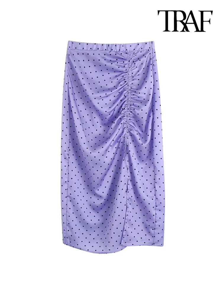 

Юбка-миди Женская драпированная в горошек, с завышенной талией и боковой молнией