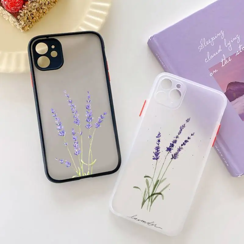 

Simple Lavender Purple Flowers Phone Case matte transparent For iphone 7 8 11 12 13 plus mini x xs xr pro max cover