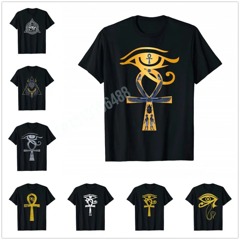 

Men Women T Shirt More Design Ancient Egypt God Eye of Horus Ankh Egyptian Symbol T-Shirt Tops 100% Cotton Tees