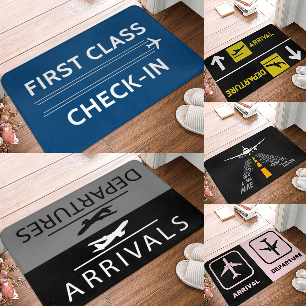 

Airplane Pilot Doormat Anti-skid Absorbent Bathroom Floor Mats Home Entrance Rugs Carpet Aviation Departures Arrivals Footpad