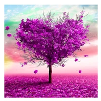 diy 5d diamond painting purple heart tree by number kits round drill embroidery cross stitch diamond arts craft home wall decor
