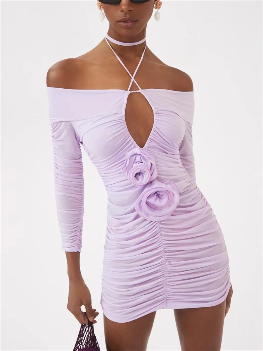 

Новинка весна-лето 2023, женские платья ручной работы с цветочным рисунком, корейская мода, женская юбка Y2K, одежда высокого качества, мини-платье traf