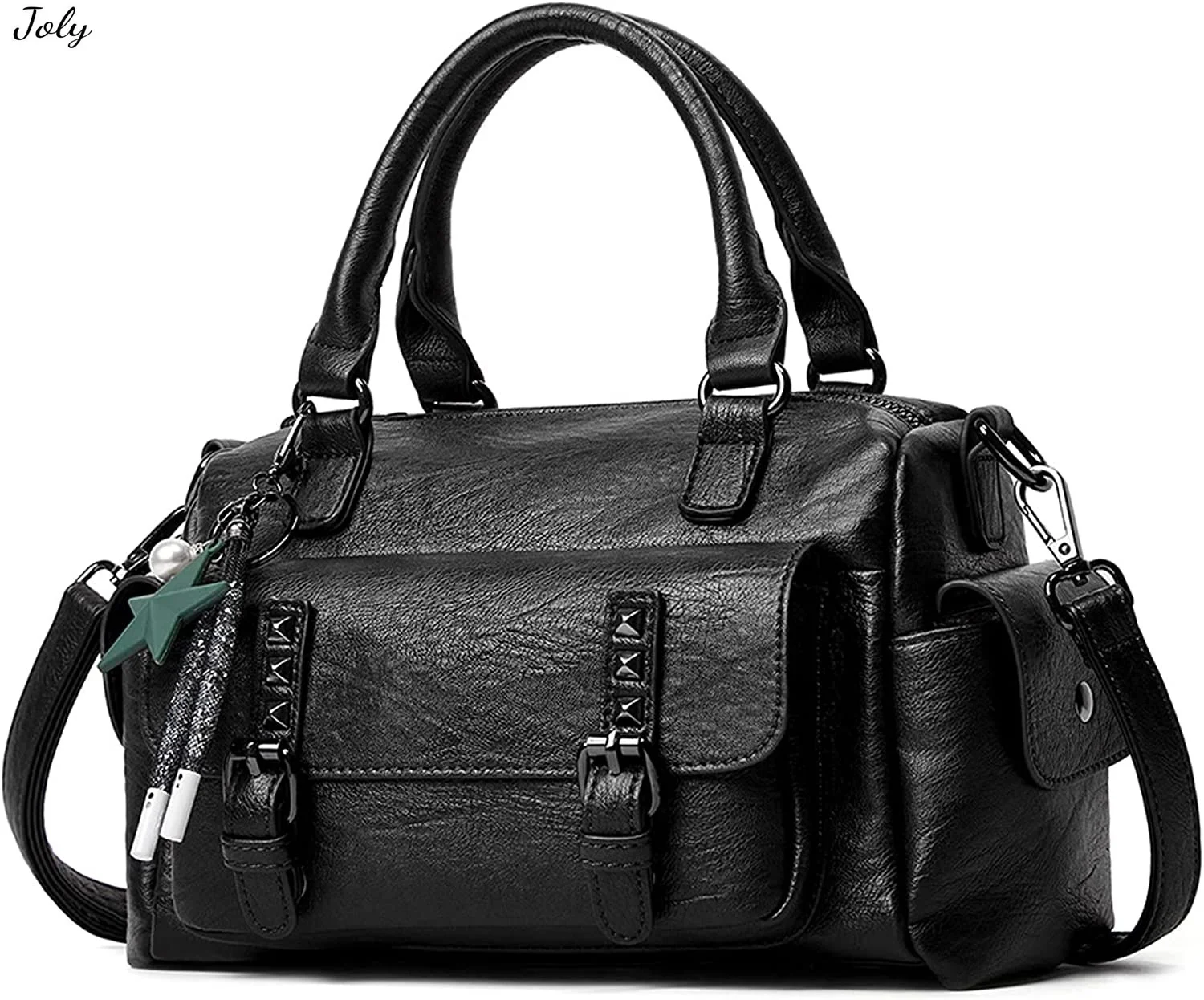 

Boston Bags Handbags & Shoulder Bags for Women Vintage Pockets Handle Bags Fashion Women's Cross-body Bags Small Diagonal Bag Pu