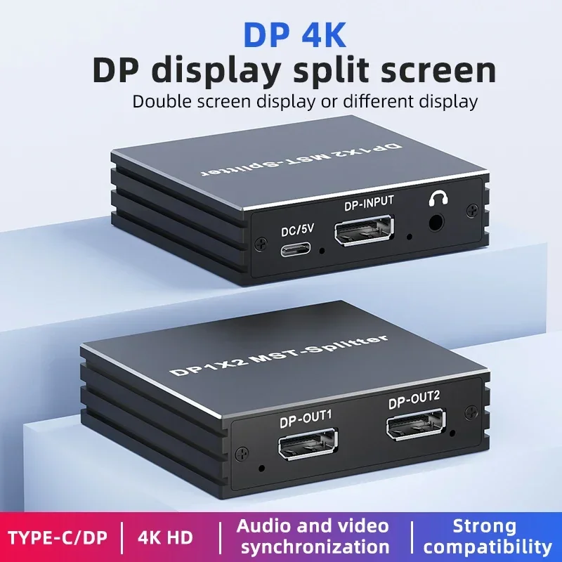 Разветвитель DisplayPort 4K 60 Гц 1 в 2 выхода DP 4 MST Hub 1x2