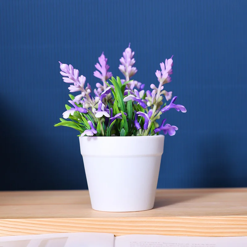 1 Шт. Искусственный Лавандовый Горшок 14 См Реалистичное Украшение Для Офисного