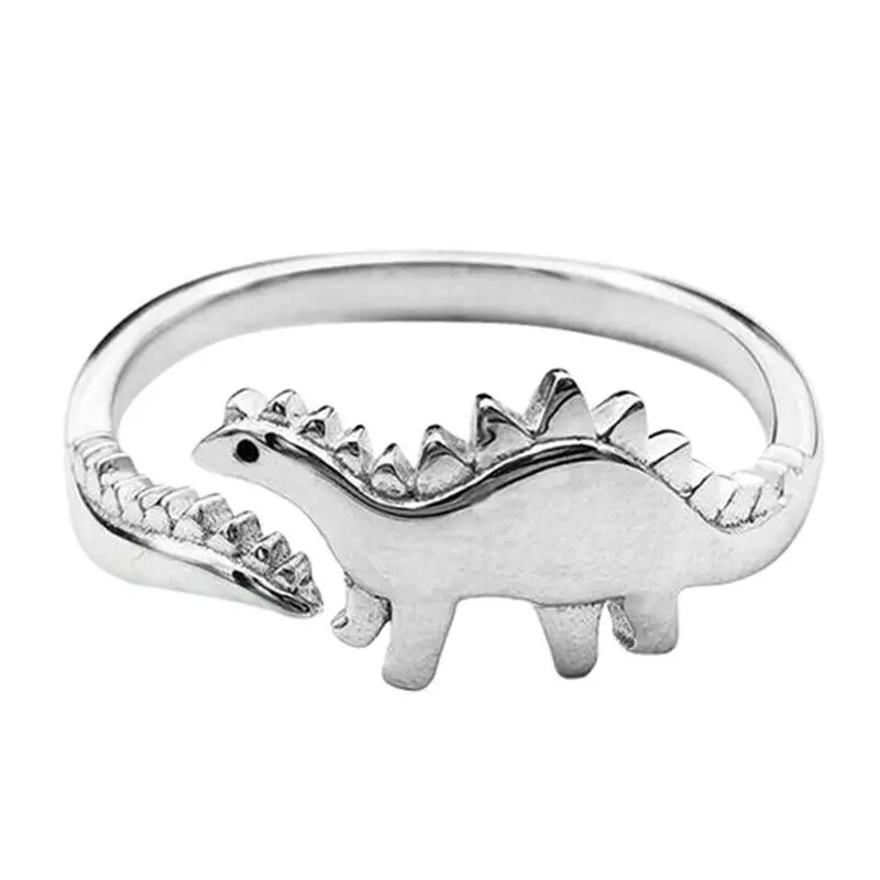 Gothic Cute Small Dinosaur Rings Fashion Retro Style Opening Adjustable Animal Dinosaur Rings for Women Men Bat Animal Jewellery
