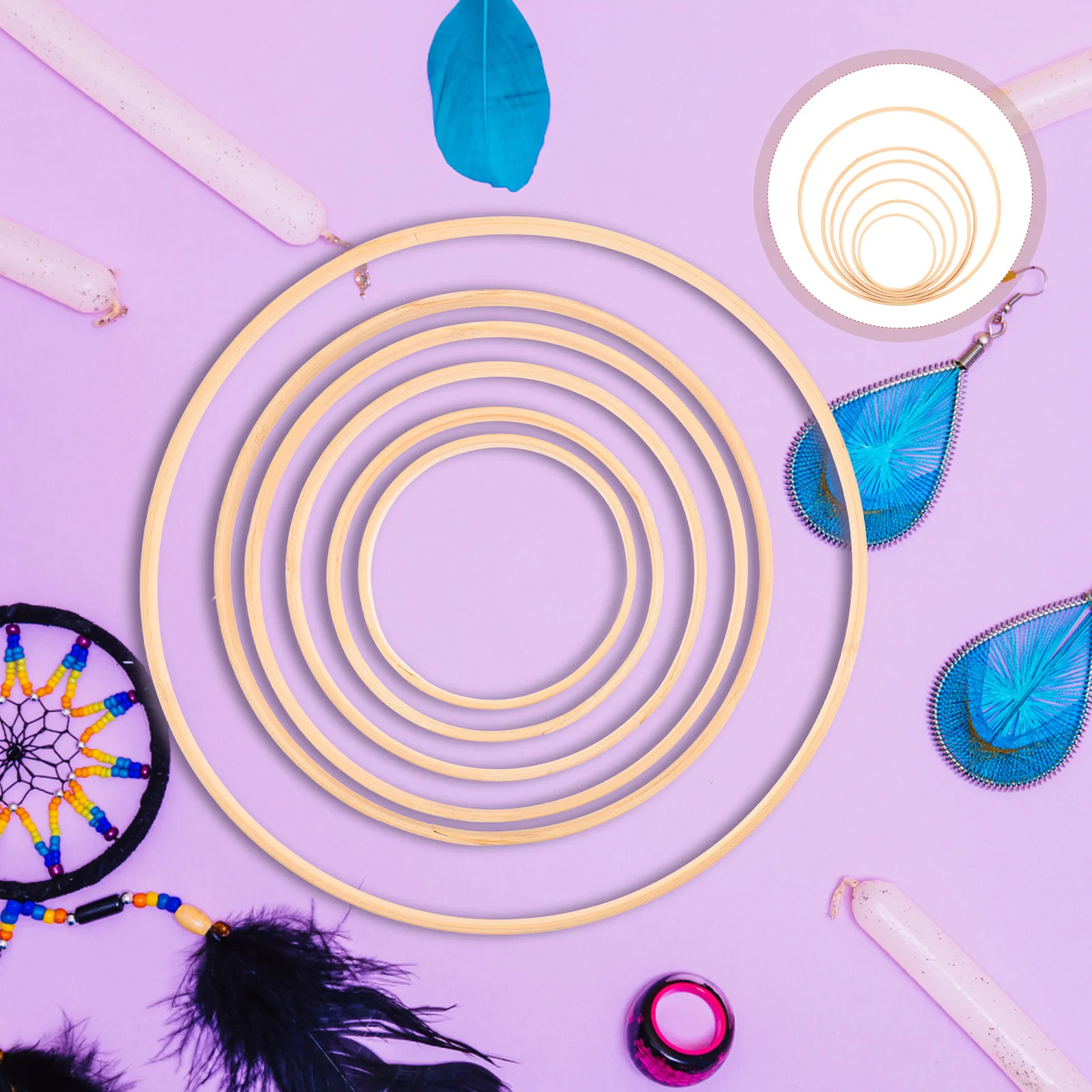 24 шт. гирлянда бамбуковый круг картонные обручи кольца макраме цветочные